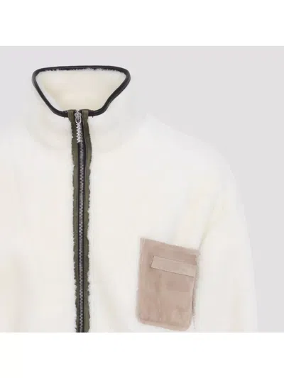 Marni Fleece Bomber Jacket With Zip-up Closure In White