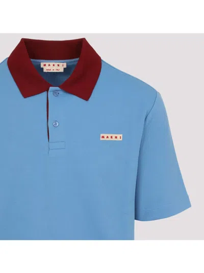 Marni Polo In Piquet Blu Con Colletto A Contrasto In Blue