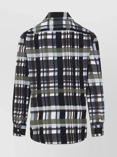 Bottega Veneta Checked Collar Shirt Long Sleeves In Gray