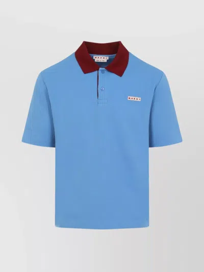 Marni Polo In Piquet Blu Con Colletto A Contrasto In Blue