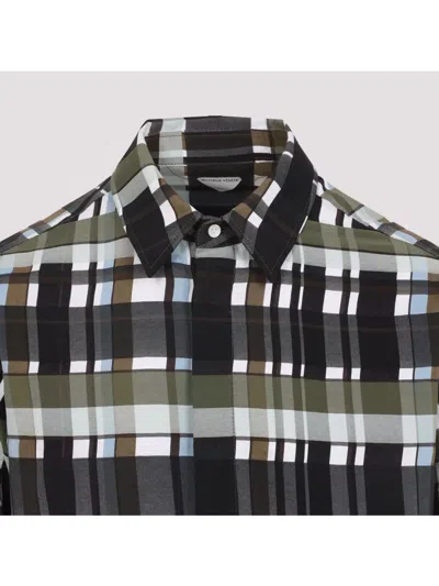 Bottega Veneta Checked Collar Shirt Long Sleeves In Gray