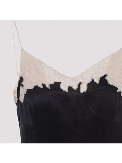 Prada Lace Detailed Midi Dress With Side Slit In Black