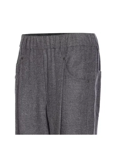 Brunello Cucinelli Trousers With Belt Loops And Elastic Waistband In Gray