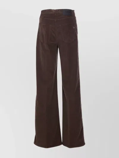 Dondup Velvet Wide Leg Trousers With 5 Pockets