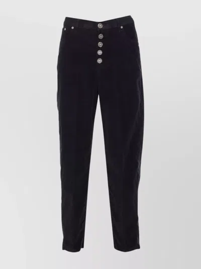 Dondup Loose Fit Velvet Trousers With Button Detailing