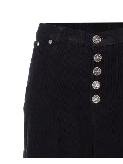 Dondup Loose Fit Velvet Trousers With Button Detailing