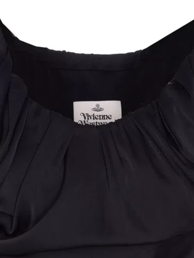 Vivienne Westwood Draped Asymmetrical Square Neckline Maxi Dress In Black