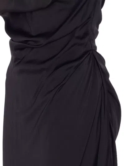 Vivienne Westwood Draped Asymmetrical Square Neckline Maxi Dress In Black