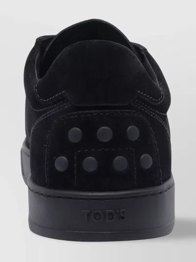 Tod's Low Top Suede Sneakers With Round Toe In Black