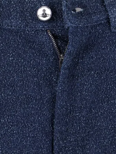Vivienne Westwood Straight Trousers With Textured Fabric And Pockets In Blue