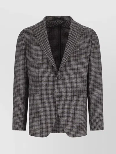 Tagliatore Tailored Blazer Houndstooth Front Pockets In Black