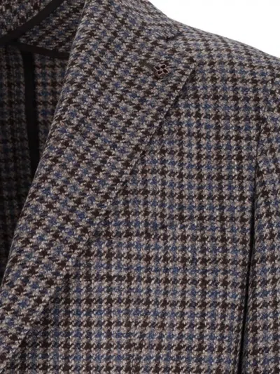 Tagliatore Tailored Blazer Houndstooth Front Pockets In Black