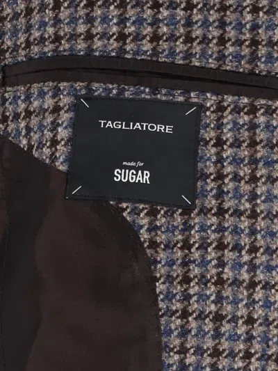 Tagliatore Tailored Blazer Houndstooth Front Pockets In Black