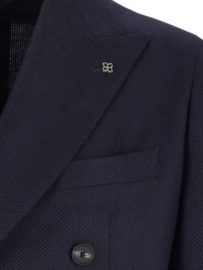 Tagliatore Double-breasted Tailored Jacket Flap Pockets In Black