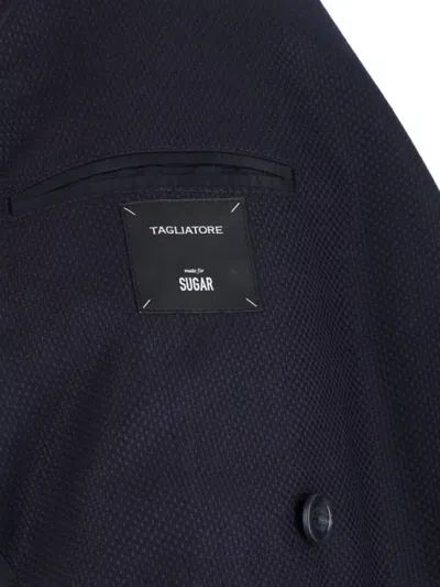 Tagliatore Double-breasted Tailored Jacket Flap Pockets In Black