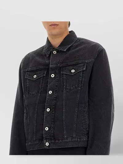 Kenzo Detail Collar Pockets Embroidered Back In Black