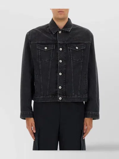 Kenzo Detail Collar Pockets Embroidered Back In Black