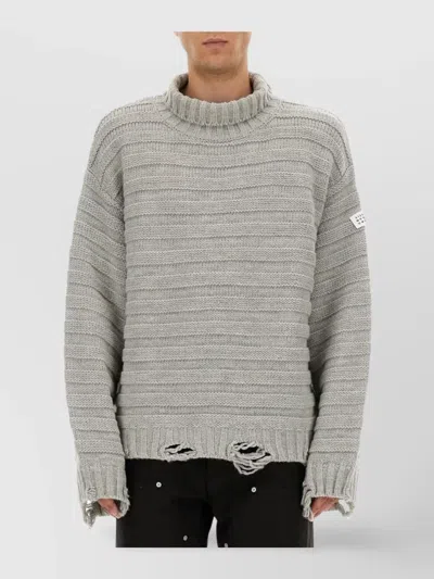 Mm6 Maison Margiela Mm6 By Maison Margiela Textured Knit Turtleneck Sweater With Oversized Silhouette