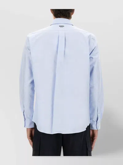 Kenzo Collared Shirt With Long Sleeves And Buttoned Cuffs In Blue