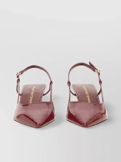 Stuart Weitzman Vinnie Patent Buckle Detail Pointed Toe Sandals