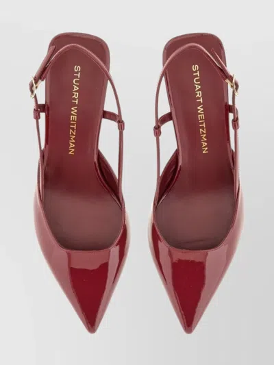 Stuart Weitzman Vinnie Patent Buckle Detail Pointed Toe Sandals