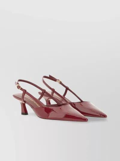 Stuart Weitzman Vinnie Patent Buckle Detail Pointed Toe Sandals