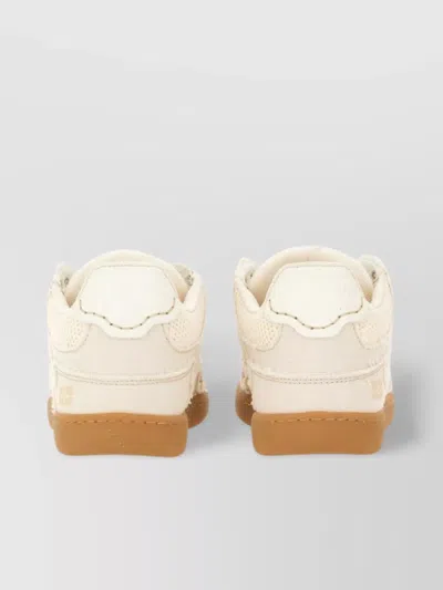 Ganni Canvas Sneaker With Rubber Sole And Embroidered Stitching In Neutral