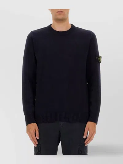 Stone Island Wool Round Neck Sweater In Black