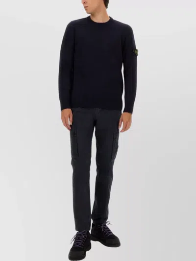 Stone Island Wool Round Neck Sweater In Black