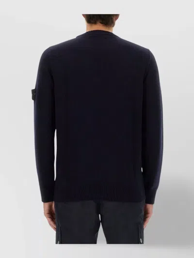 Stone Island Wool Round Neck Sweater In Black
