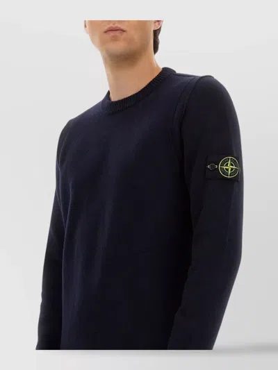 Stone Island Wool Round Neck Sweater In Black