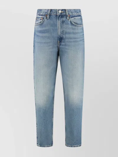 Re/done Organic Cotton Faded Wash Boyfriend Jeans In Blue