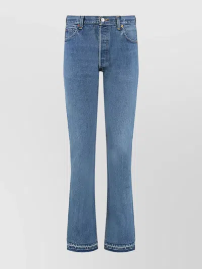 Re/done High-rise Skinny-fit Jeans Frayed Hem