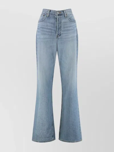 Re/done High Waist Flared Leg Denim Trousers