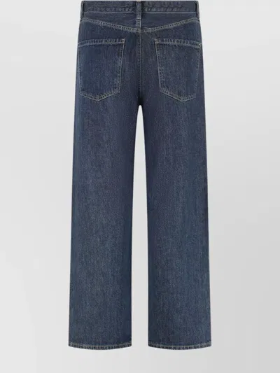 Agolde Wide-leg Denim Trousers With Metal Buttons In Blue