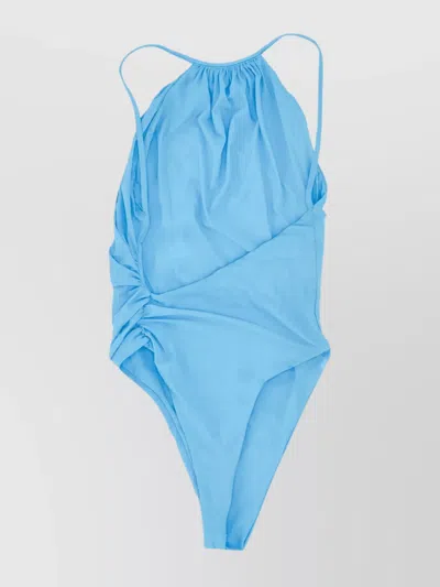 Dsquared2 Single Piece Swimsuit Ruched Halter In Blue