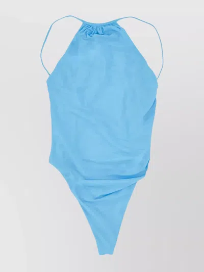 Dsquared2 Single Piece Swimsuit Ruched Halter In Blue