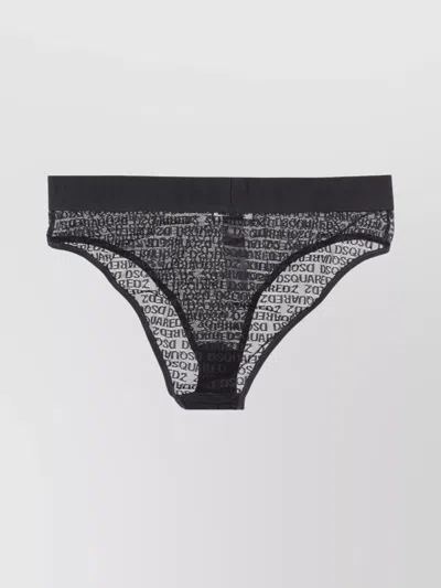 Dsquared2 Elastic Waistband Sheer Fabric Brief In Black
