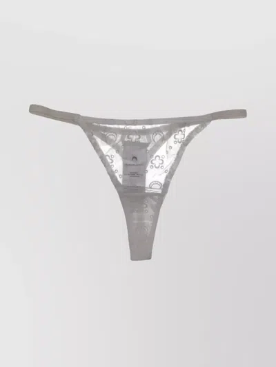 Marine Serre Sheer Mesh Thong Embroidered Waistband In Gray