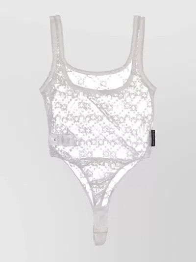 Marine Serre Mesh Flock Bodysuit Recyclé In White