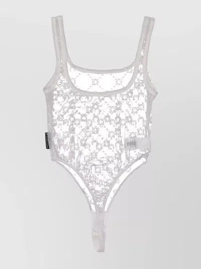 Marine Serre Mesh Flock Bodysuit Recyclé In White