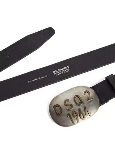 Dsquared2 Adjustable Genuine Leather Buckle Belts In Black