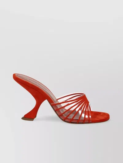 Amina Muaddi Mookie Suede Pvc Comma-heel Mules In Red