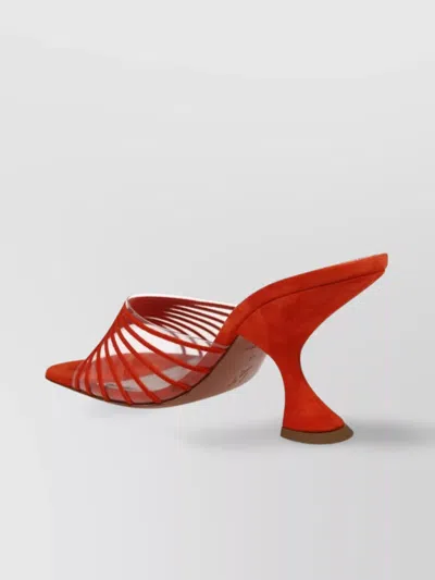 Amina Muaddi Mookie Suede Pvc Comma-heel Mules In Red