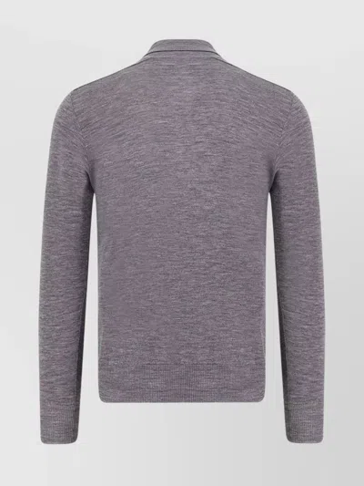 Burberry Wool Polo Sweater With Pointed Collar In Gray