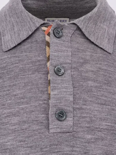Burberry Wool Polo Sweater With Pointed Collar In Gray
