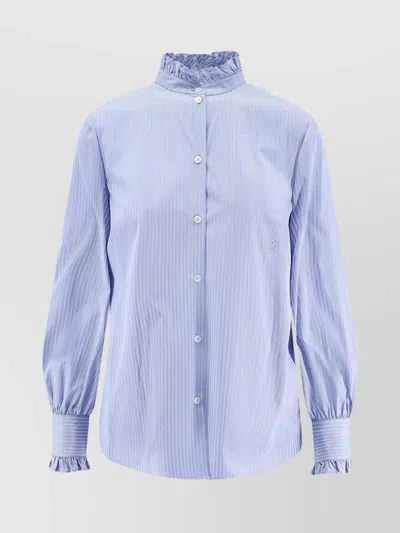 Valentino Hemd Aus Classic Stripe Popeline Frau Iris Liliac 48 In Blue