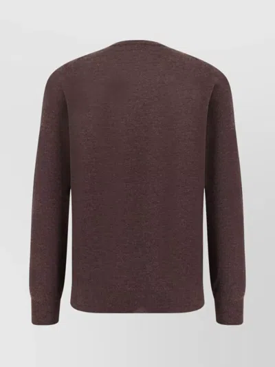 Brunello Cucinelli Cashmere Crew-neck Sweater Ribbed Finish In Brown