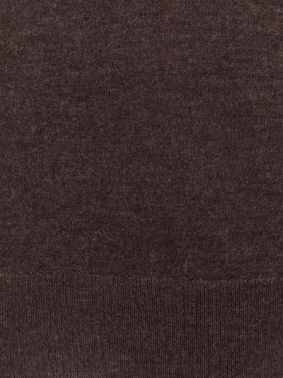 Brunello Cucinelli Cashmere Crew-neck Sweater Ribbed Finish In Brown