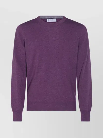 Brunello Cucinelli Soft Texture Crewneck Sweater With Ribbed Cuffs